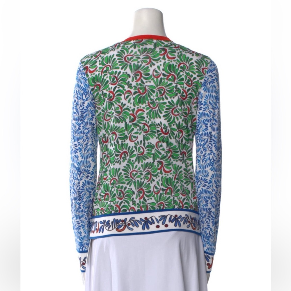 Escada Red And Blue Patterned Button Down Light C… - image 2